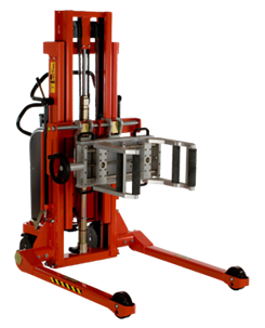樂(lè)吉騰卷夾堆高車,用卷夾抓取，抬升和翻轉(zhuǎn)卷軸